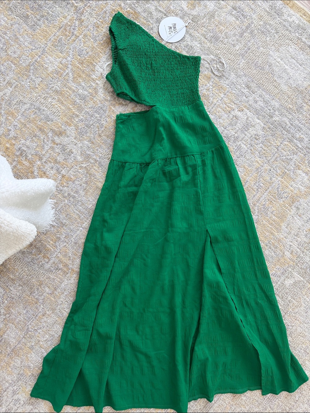 Green cut out midi dress